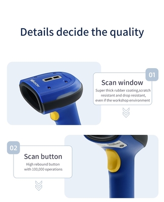 Industrial Grade 2D Wireless Barcode Scanner With Charging Base for Warehouse
